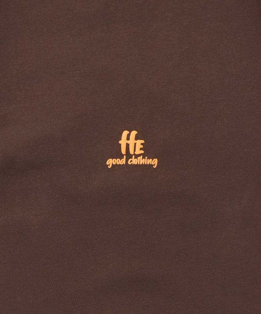 ヘビーウエイト手書き風ロゴスウェット / 裏起毛 スウェット クルーネック ワンポイント プリント ブラウン