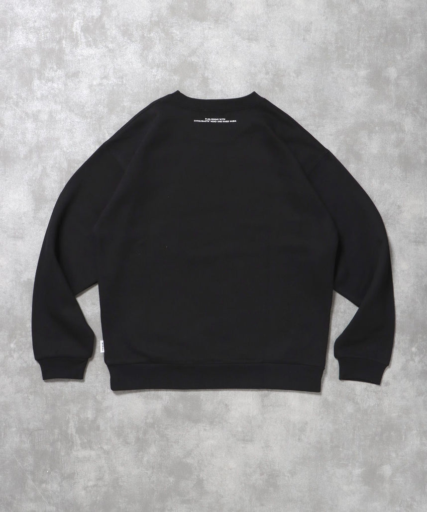 ヘビーウエイトサークルロゴスウェット / 裏起毛 スウェット クルーネック ワンポイント プリント ブラック