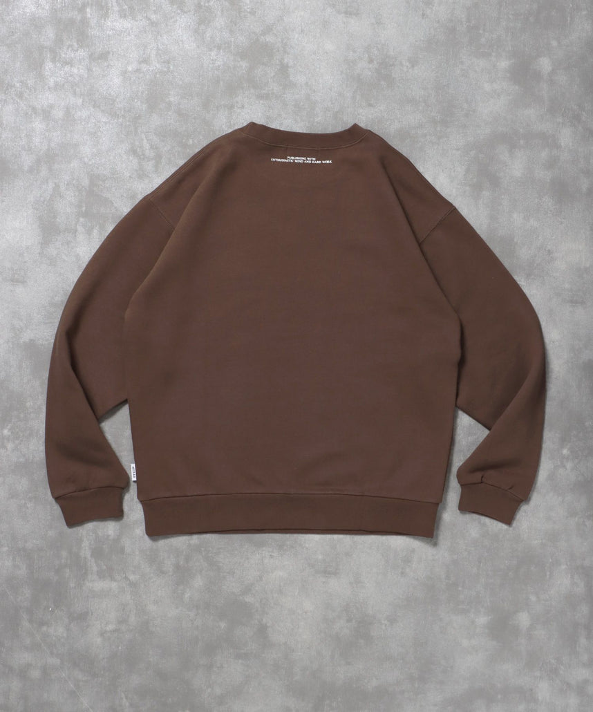 ヘビーウエイトサークルロゴスウェット / 裏起毛 スウェット クルーネック ワンポイント プリント ブラウン