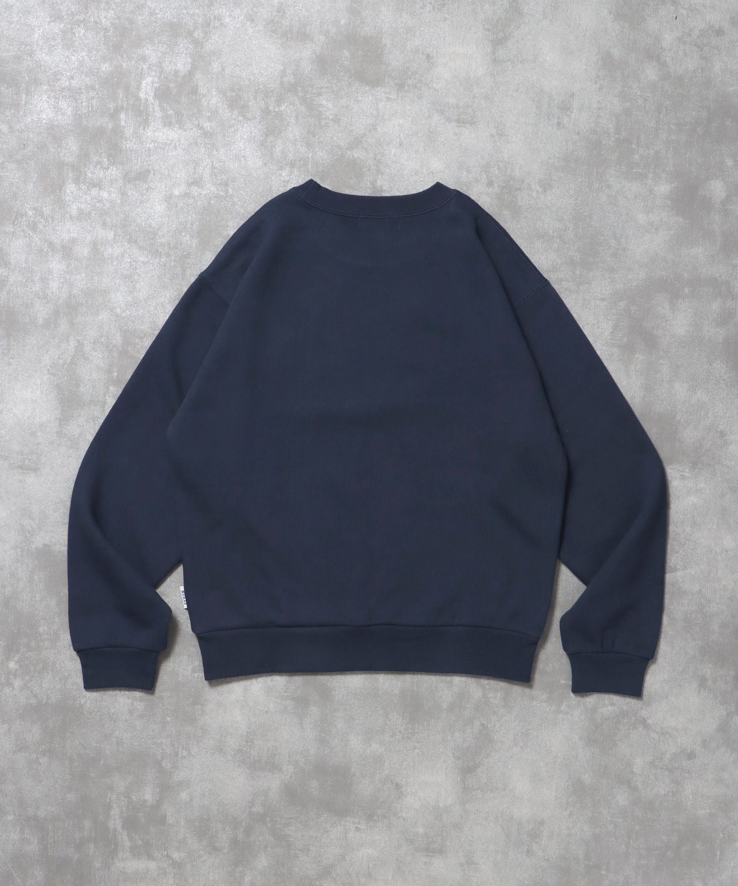 ヘビーウエイト線画プリントスウェット / 裏起毛 スウェット クルーネック ワンポイント プリント ネイビー