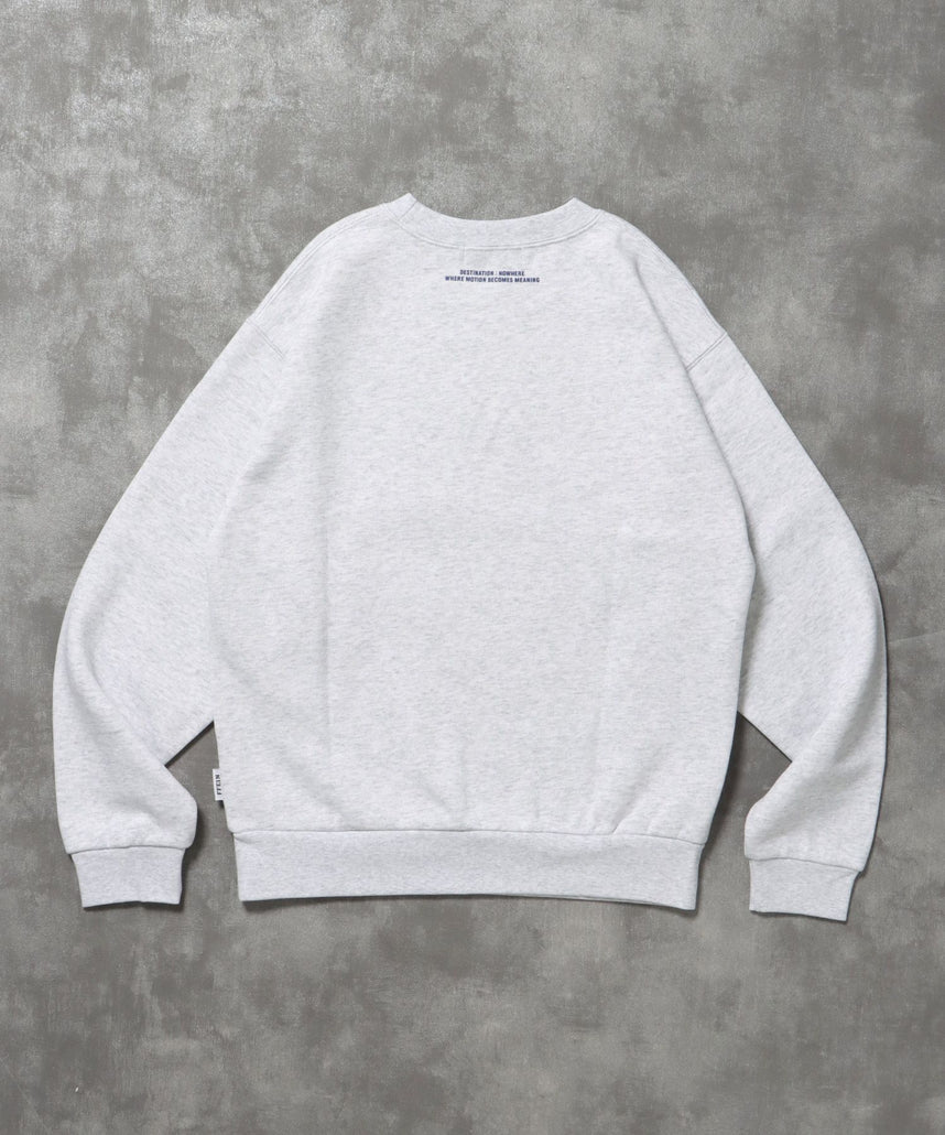 ヘビーウエイトフライトメッセージロゴスウェット / 裏起毛 スウェット クルーネック ワンポイント プリント アッシュグレー