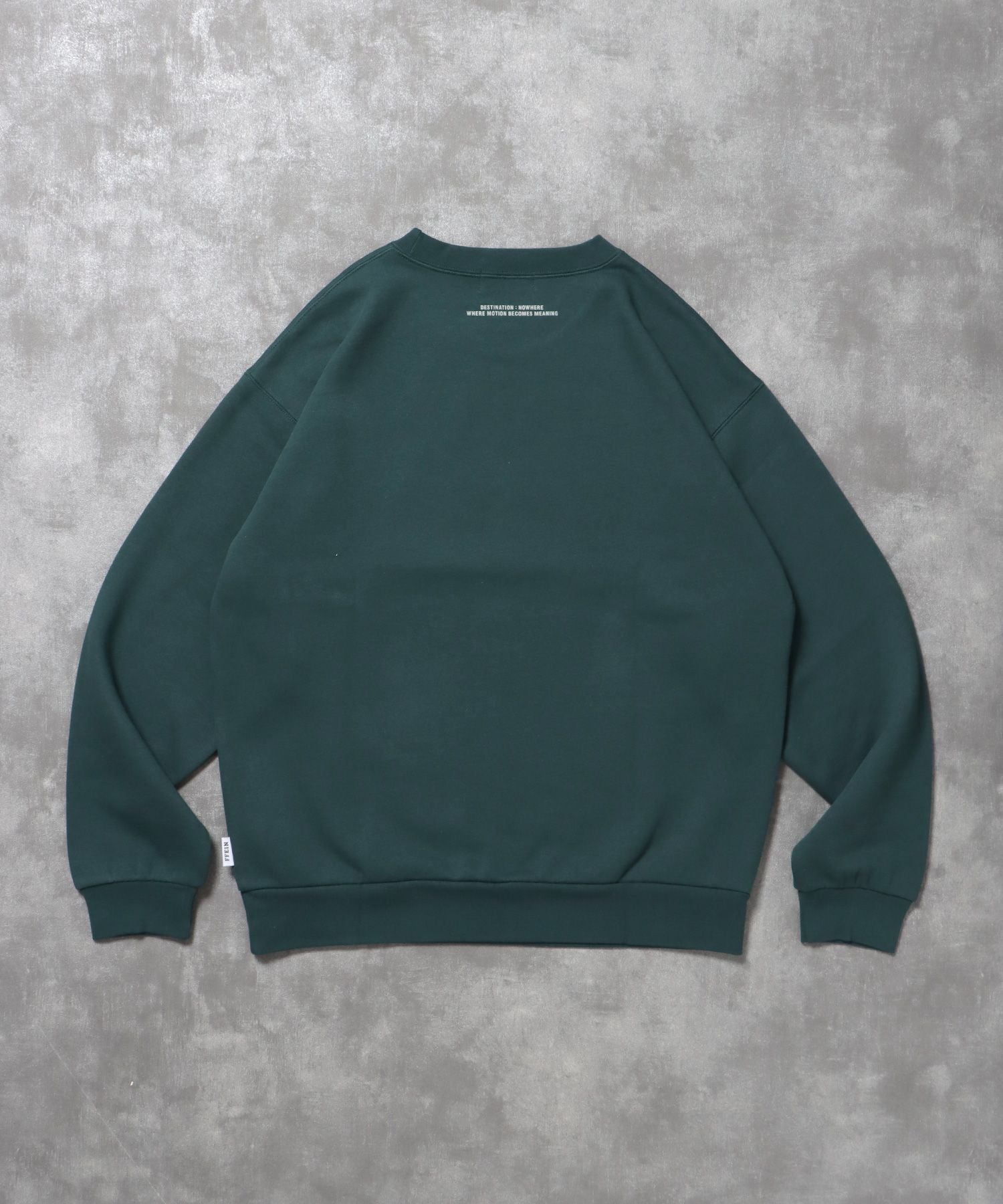ヘビーウエイトフライトメッセージロゴスウェット / 裏起毛 スウェット クルーネック ワンポイント プリント グリーン