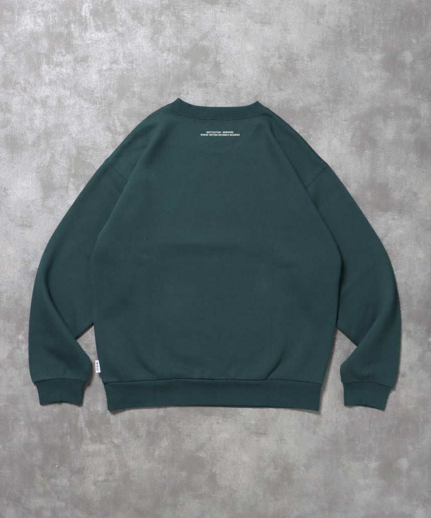 ヘビーウエイトフライトメッセージロゴスウェット / 裏起毛 スウェット クルーネック ワンポイント プリント グリーン