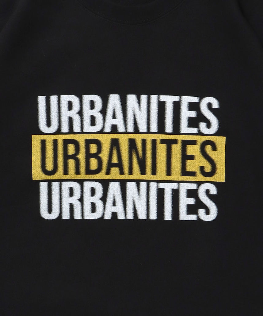 ヘビーウエイトセンターボカシロゴスウェット / 裏起毛 スウェット クルーネック ワンポイント プリント ブラック