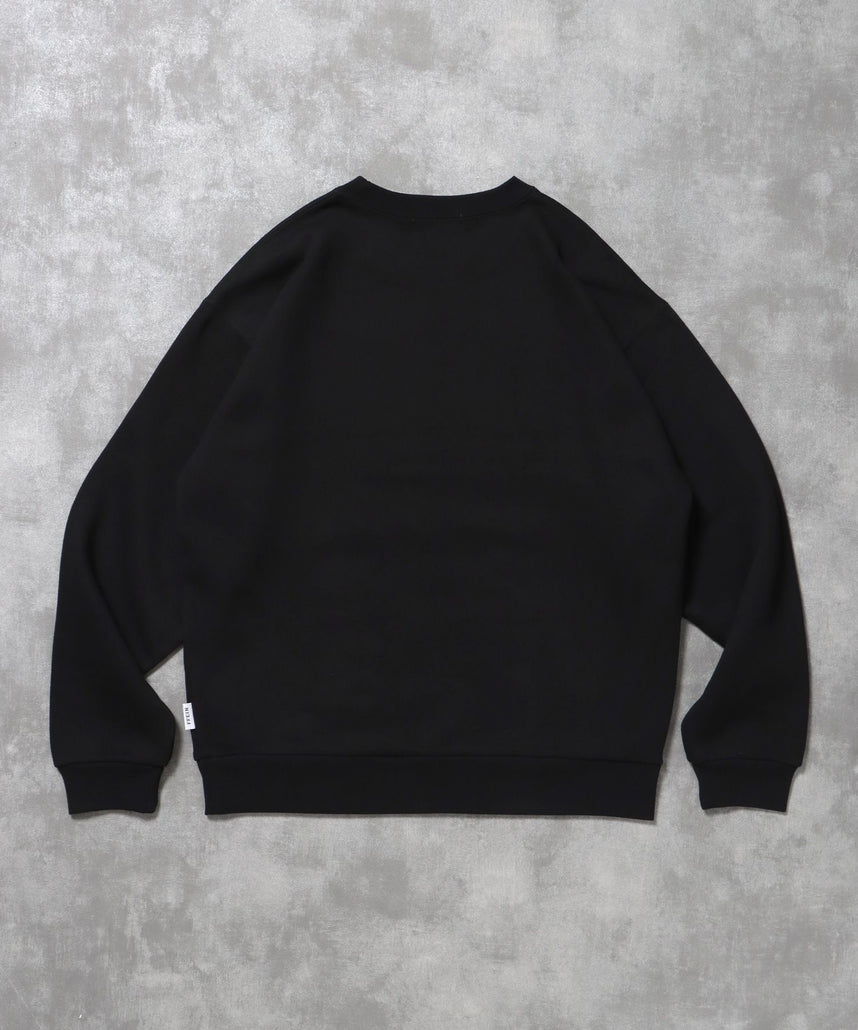 ヘビーウエイトセンターボカシロゴスウェット / 裏起毛 スウェット クルーネック ワンポイント プリント ブラック
