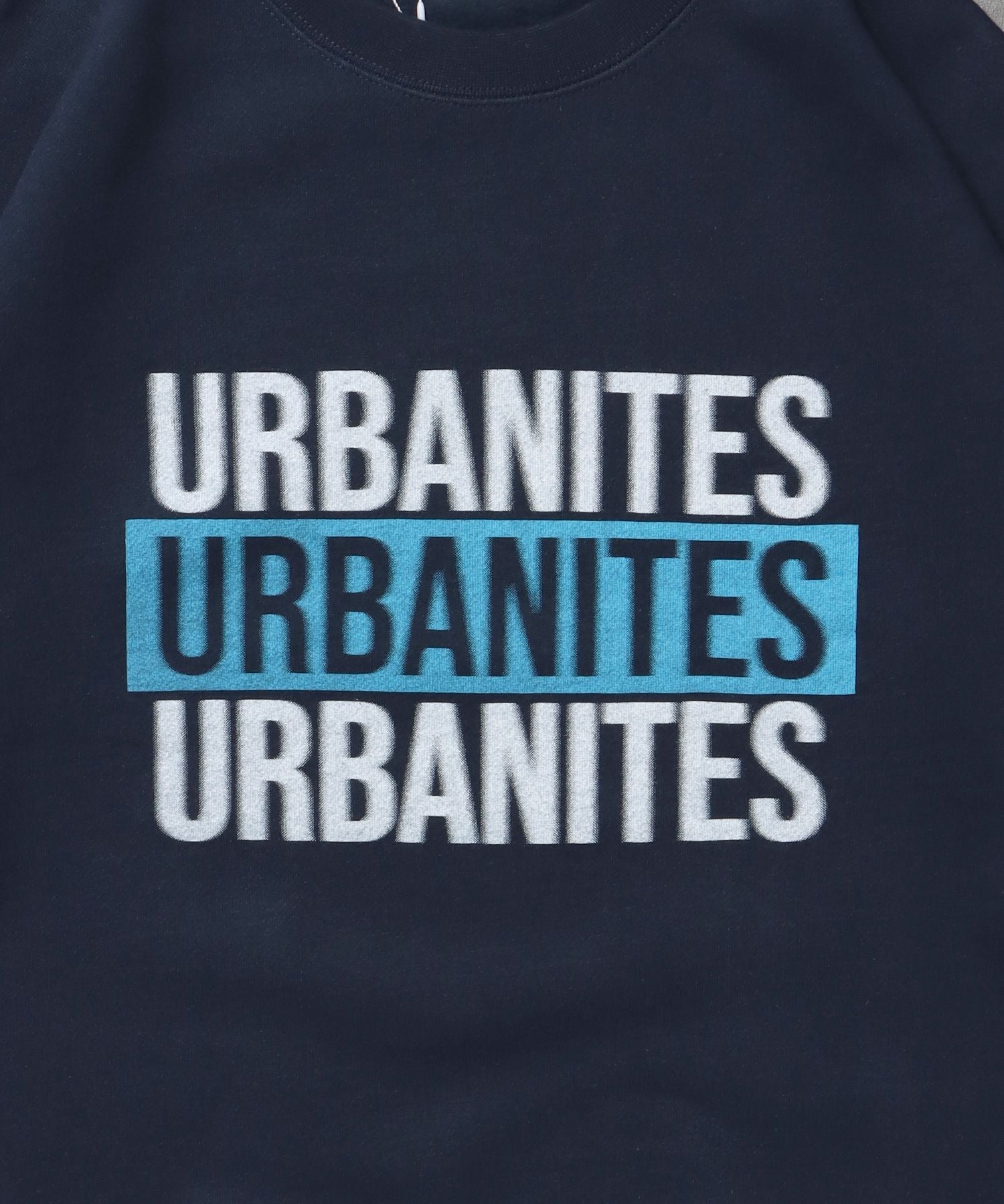 ヘビーウエイトセンターボカシロゴスウェット / 裏起毛 スウェット クルーネック ワンポイント プリント ネイビー