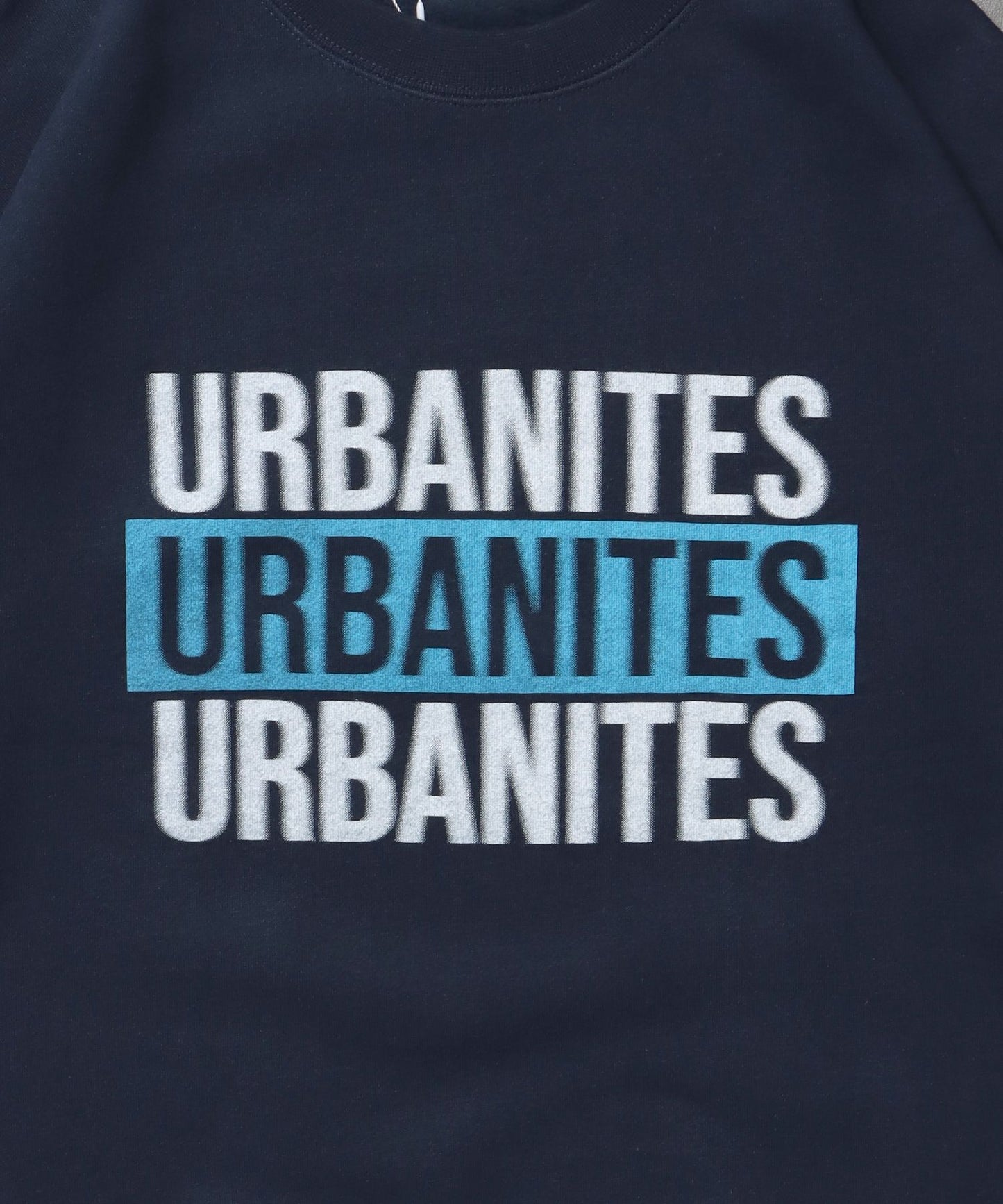 ヘビーウエイトセンターボカシロゴスウェット / 裏起毛 スウェット クルーネック ワンポイント プリント ネイビー