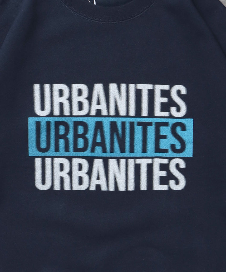 ヘビーウエイトセンターボカシロゴスウェット / 裏起毛 スウェット クルーネック ワンポイント プリント ネイビー