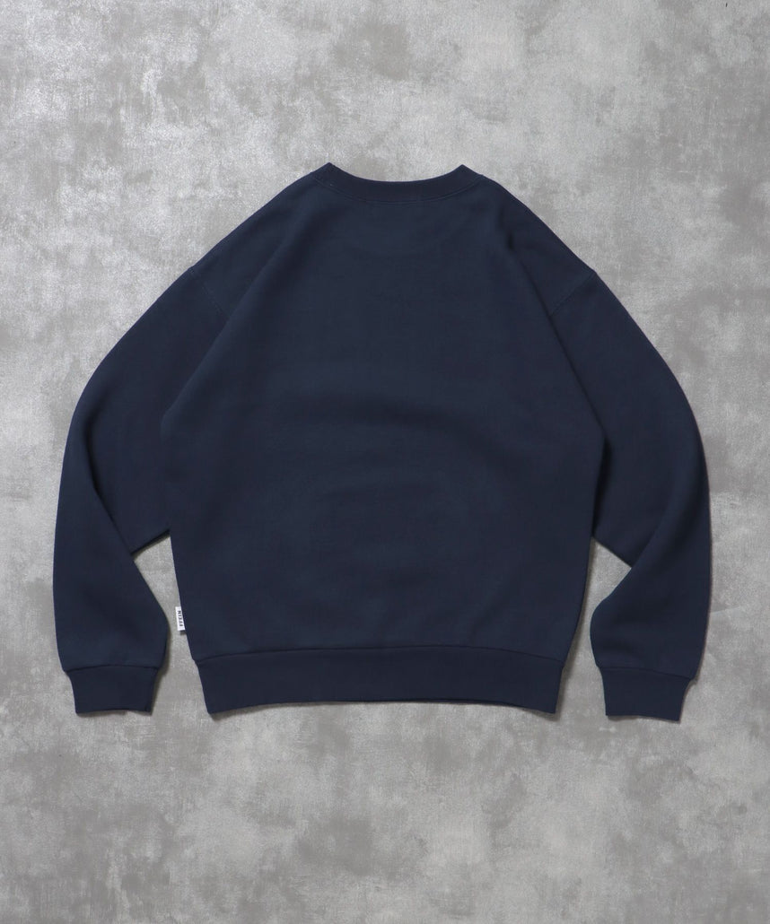 ヘビーウエイトセンターボカシロゴスウェット / 裏起毛 スウェット クルーネック ワンポイント プリント ネイビー