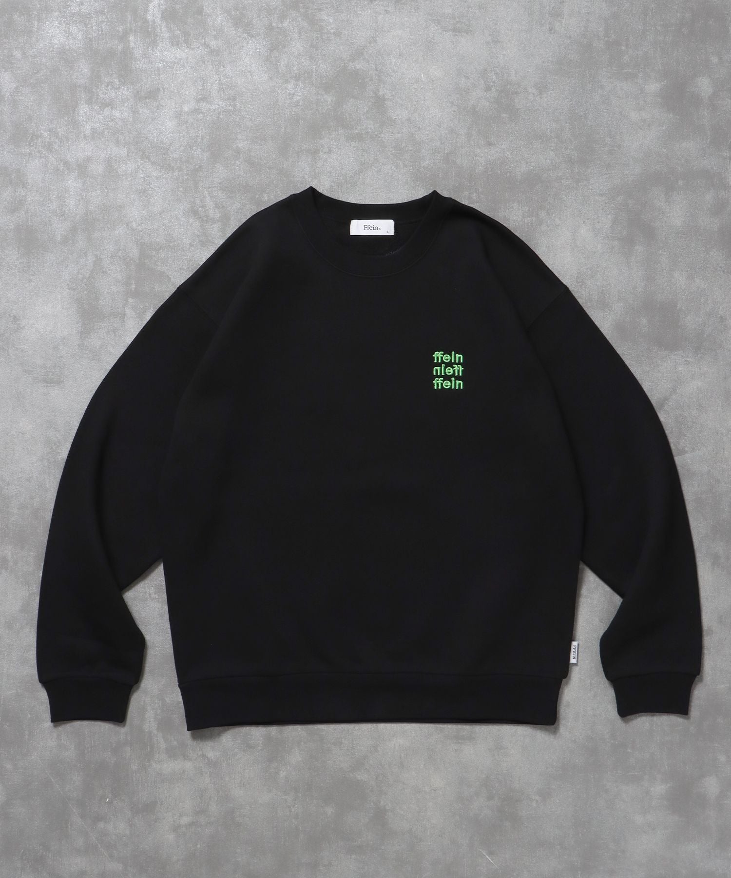 【FFEIN(フェイン)】3段ワンポイントロゴスウェット / スウェット トレーナー ワンポイントロゴ 裏起毛 ユニセックス ブラック
