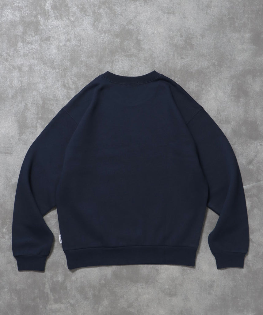 3段ワンポイントロゴスウェット / スウェット トレーナー ワンポイントロゴ 裏起毛 ユニセックス ネイビー