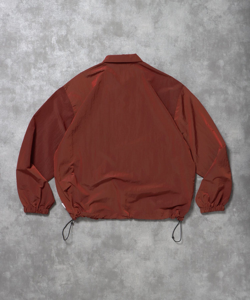 ナイロンチェックドローコードブルゾン / ポロシャツ ナイロン プリント ドローコード チェック ポケット ワイン