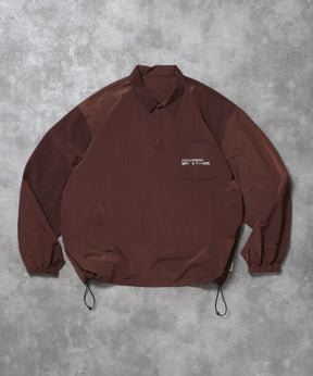 ナイロンチェックドローコードブルゾン / ポロシャツ ナイロン プリント ドローコード チェック ポケット ブラウン