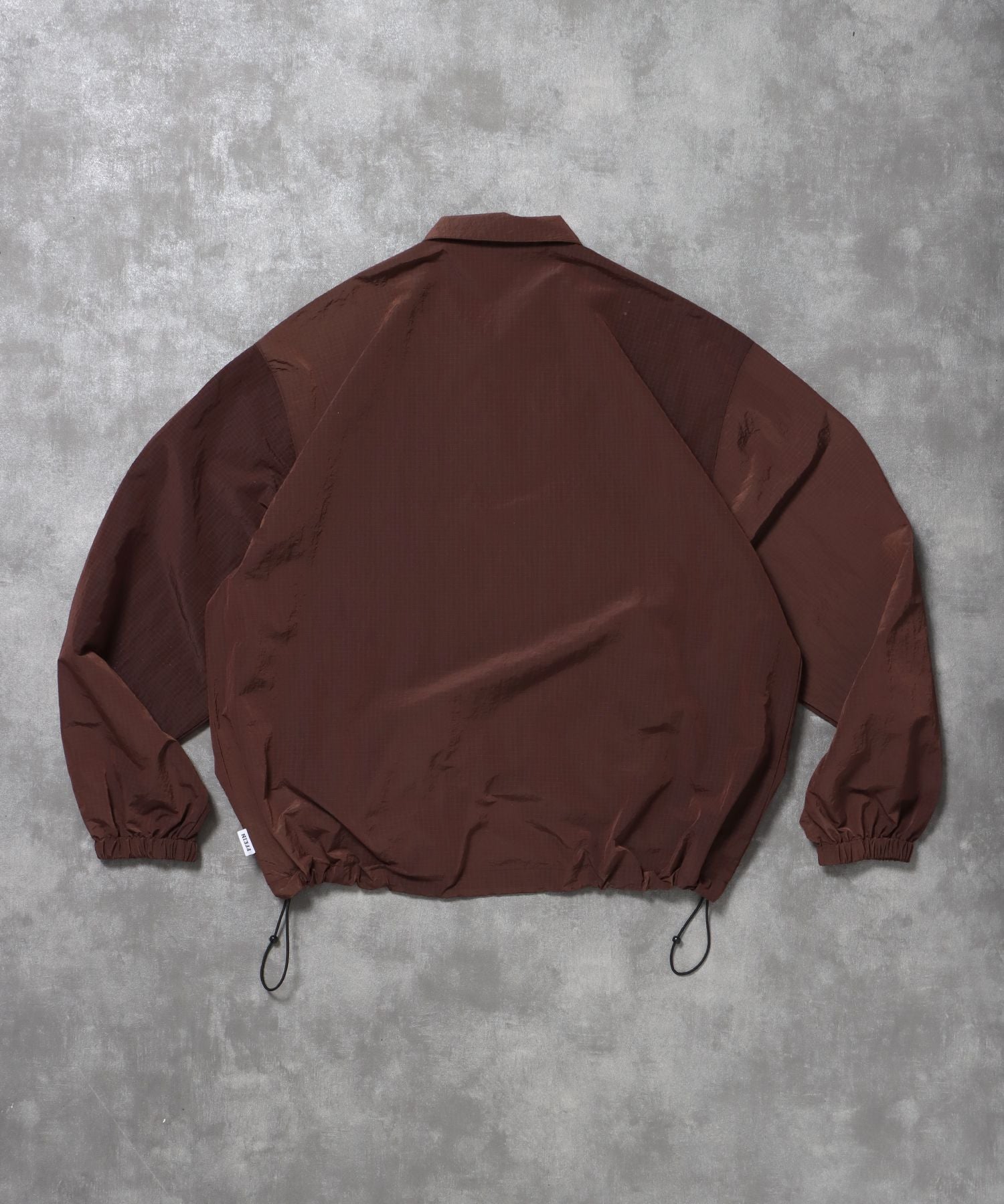 ナイロンチェックドローコードブルゾン / ポロシャツ ナイロン プリント ドローコード チェック ポケット ブラウン