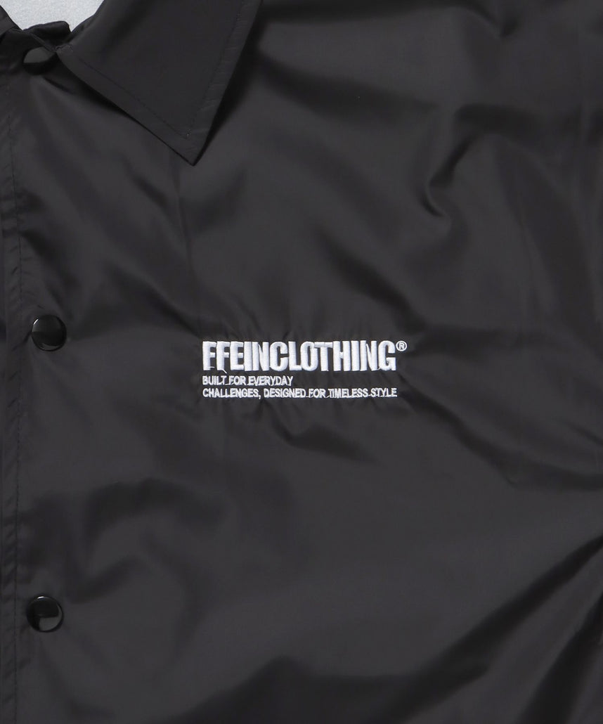 ロゴコーチジャケット / コーチ ジャケット ロゴ ボタン プリント フリース ブラック