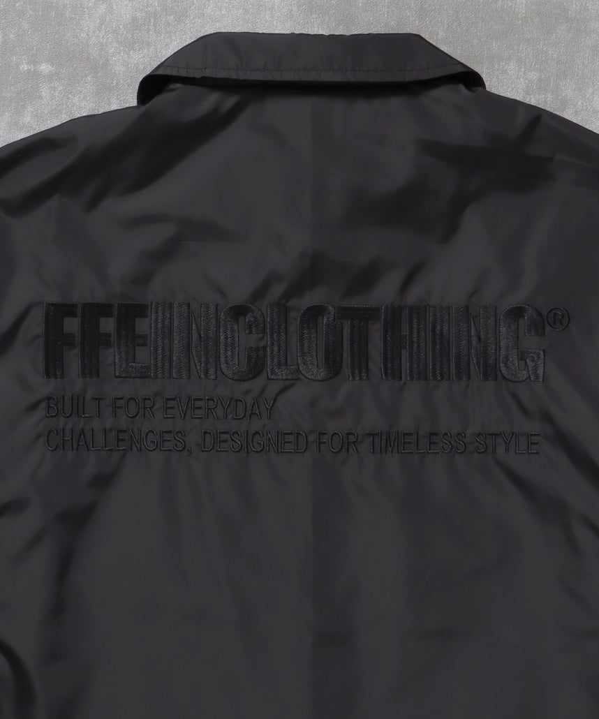 ロゴコーチジャケット / コーチ ジャケット ロゴ ボタン プリント フリース ブラック