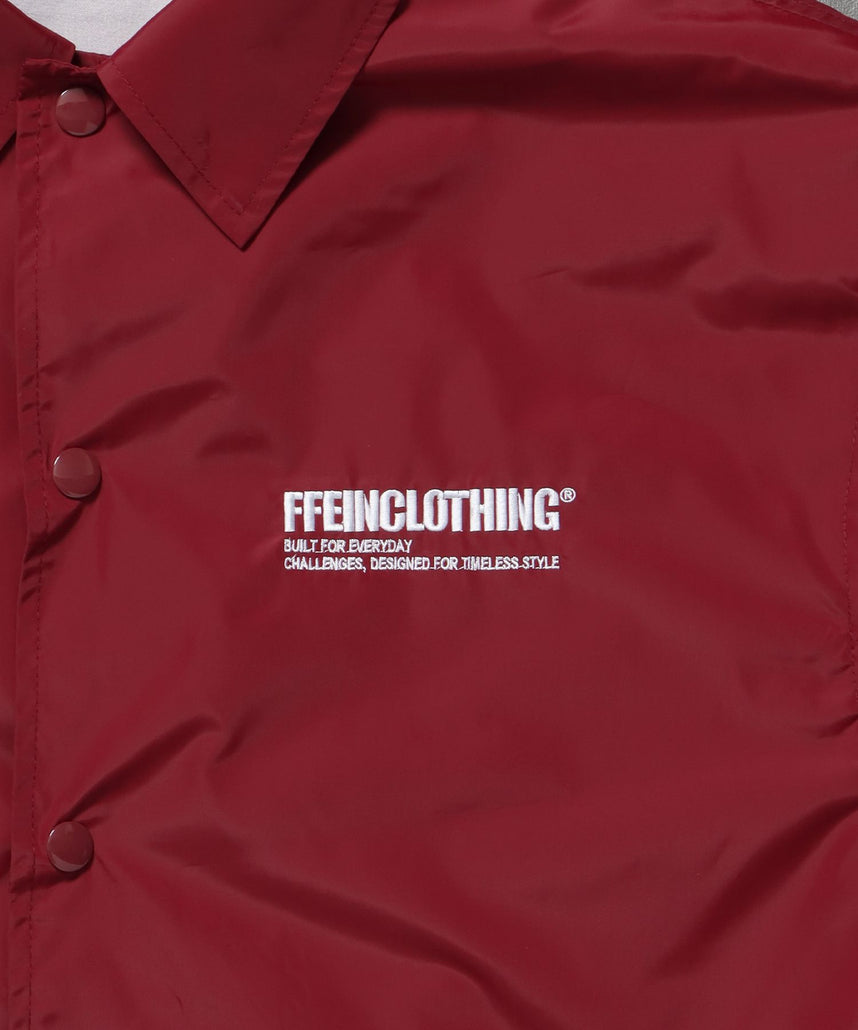 ロゴコーチジャケット / コーチ ジャケット ロゴ ボタン プリント フリース ワイン