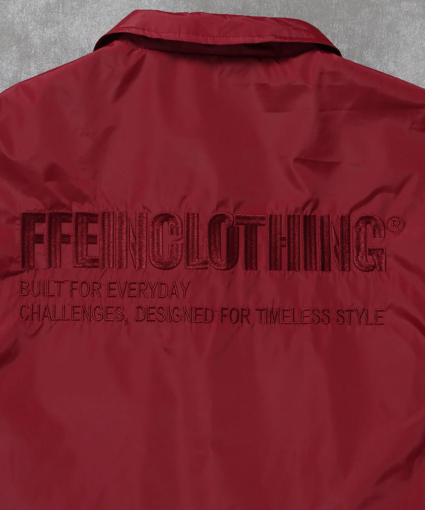 ロゴコーチジャケット / コーチ ジャケット ロゴ ボタン プリント フリース ワイン