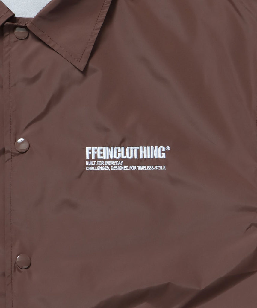 ロゴコーチジャケット / コーチ ジャケット ロゴ ボタン プリント フリース ブラウン