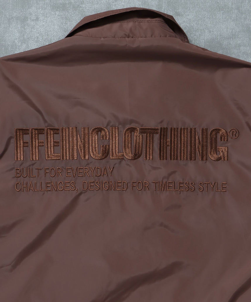 ロゴコーチジャケット / コーチ ジャケット ロゴ ボタン プリント フリース ブラウン