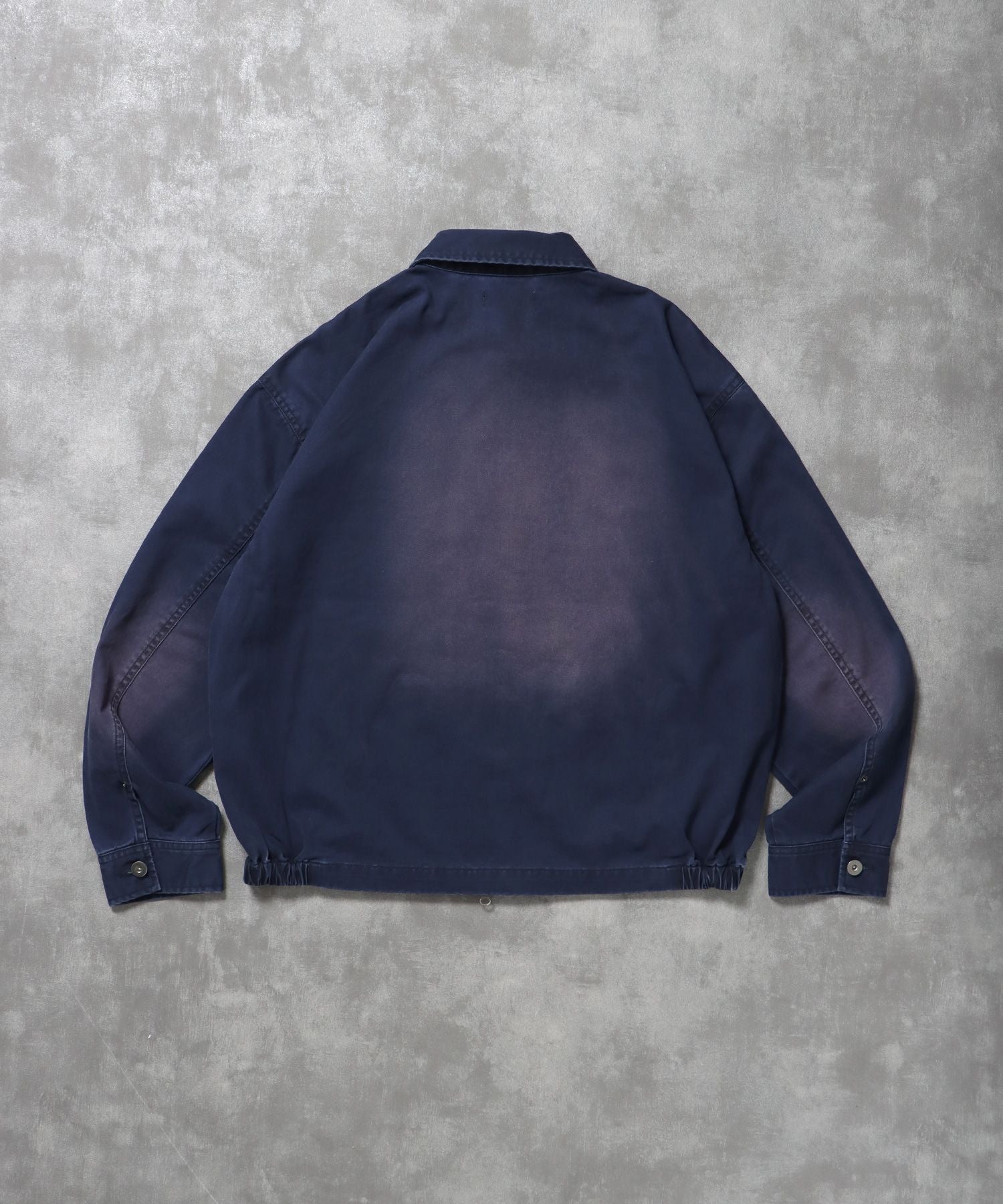 ヴィンテージライクワンポイント刺繡ブルゾン / 加工 ブルゾン ジャケット 刺繍 ダブルジップ ネイビー