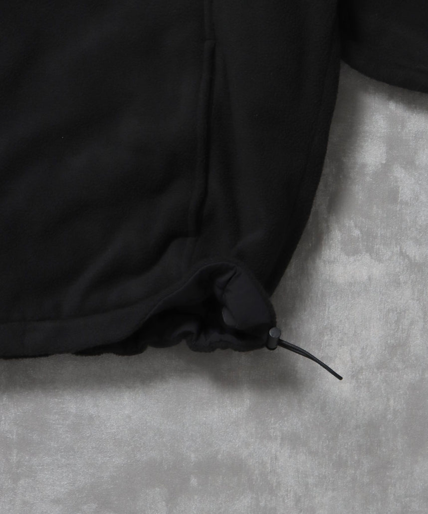 リバーシブルナイロンジャケット / 2WAY リバーシブル ジャケット ナイロン フリース 刺繍 ドローコード ブラック