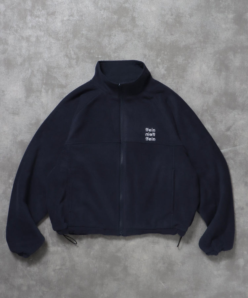 【FFEIN(フェイン)】リバーシブルナイロンジャケット / 2WAY リバーシブル ジャケット ナイロン フリース 刺繍 ドローコード ネイビー (裏)
