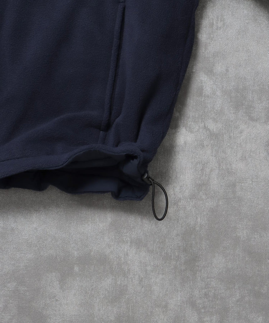 リバーシブルナイロンジャケット / 2WAY リバーシブル ジャケット ナイロン フリース 刺繍 ドローコード ネイビー