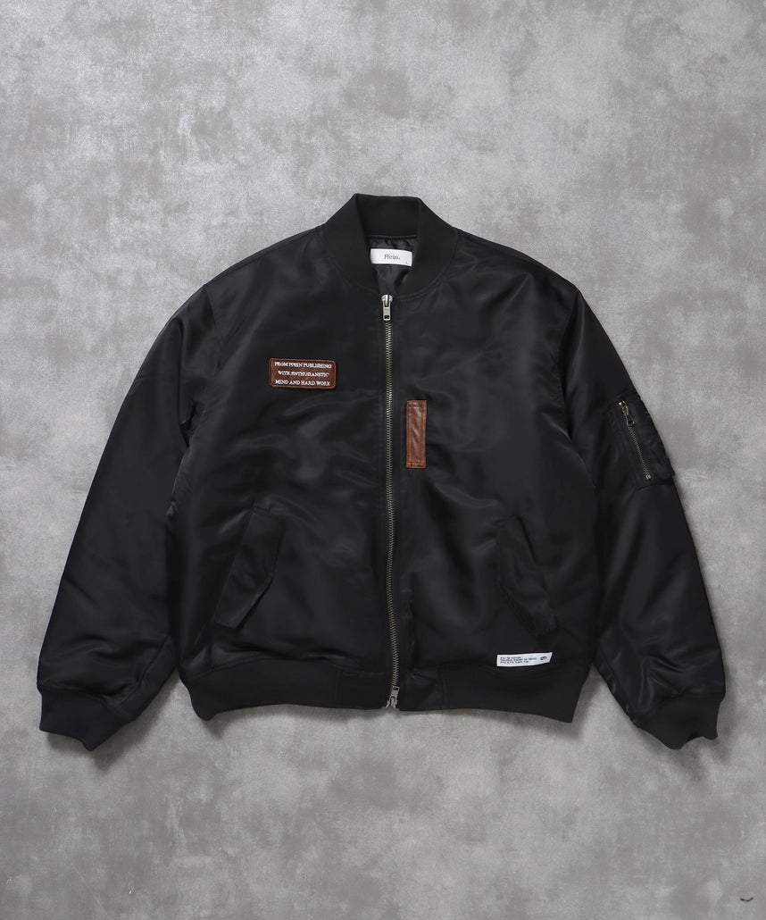 【FFEIN(フェイン)】レザーパッチMA-1加工 / MA-1 ジャケット レザーパッチ ミリタリー ブラック