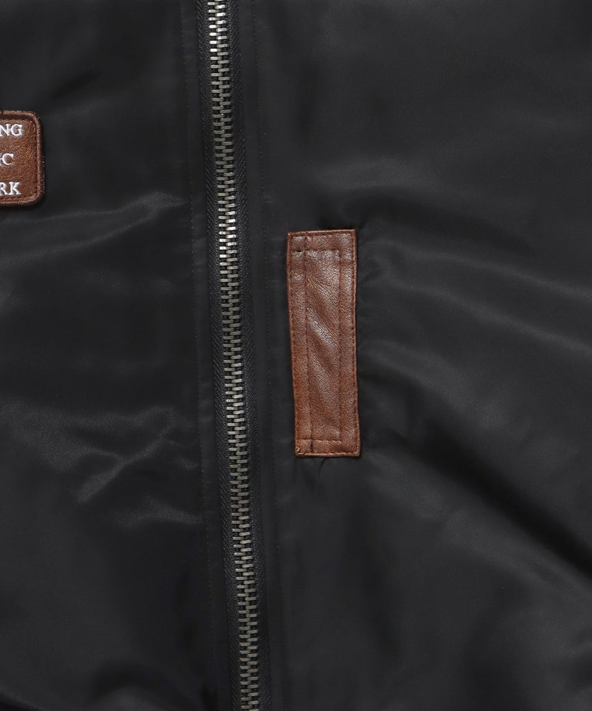 レザーパッチMA-1加工 / MA-1 ジャケット レザーパッチ ミリタリー ブラック