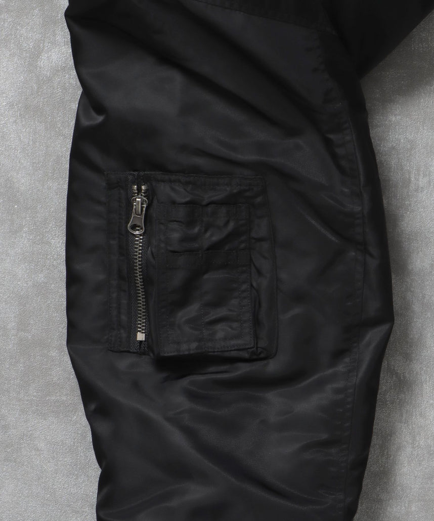 レザーパッチMA-1加工 / MA-1 ジャケット レザーパッチ ミリタリー ブラック