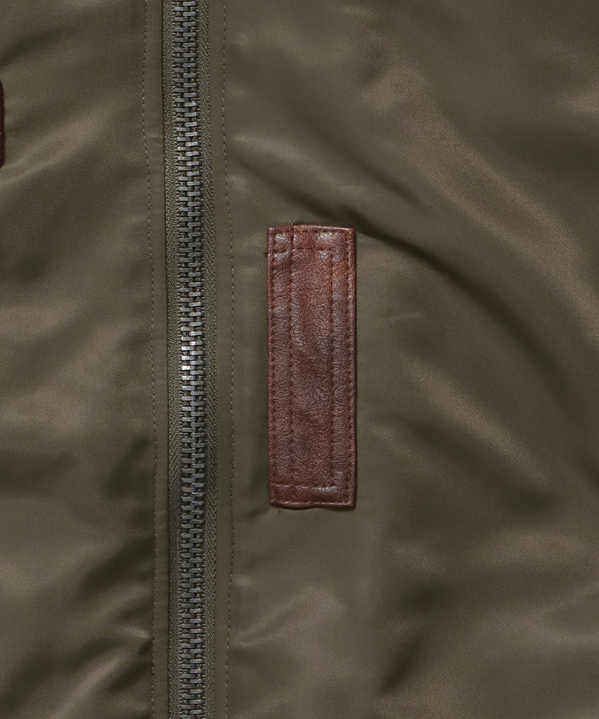 レザーパッチMA-1加工 / MA-1 ジャケット レザーパッチ ミリタリー カーキ