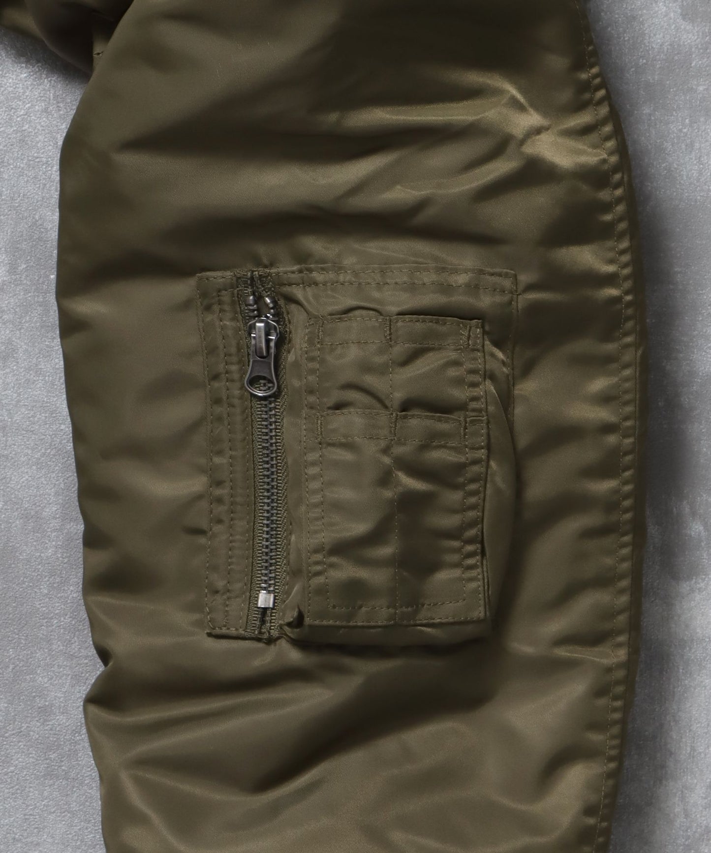 レザーパッチMA-1加工 / MA-1 ジャケット レザーパッチ ミリタリー カーキ