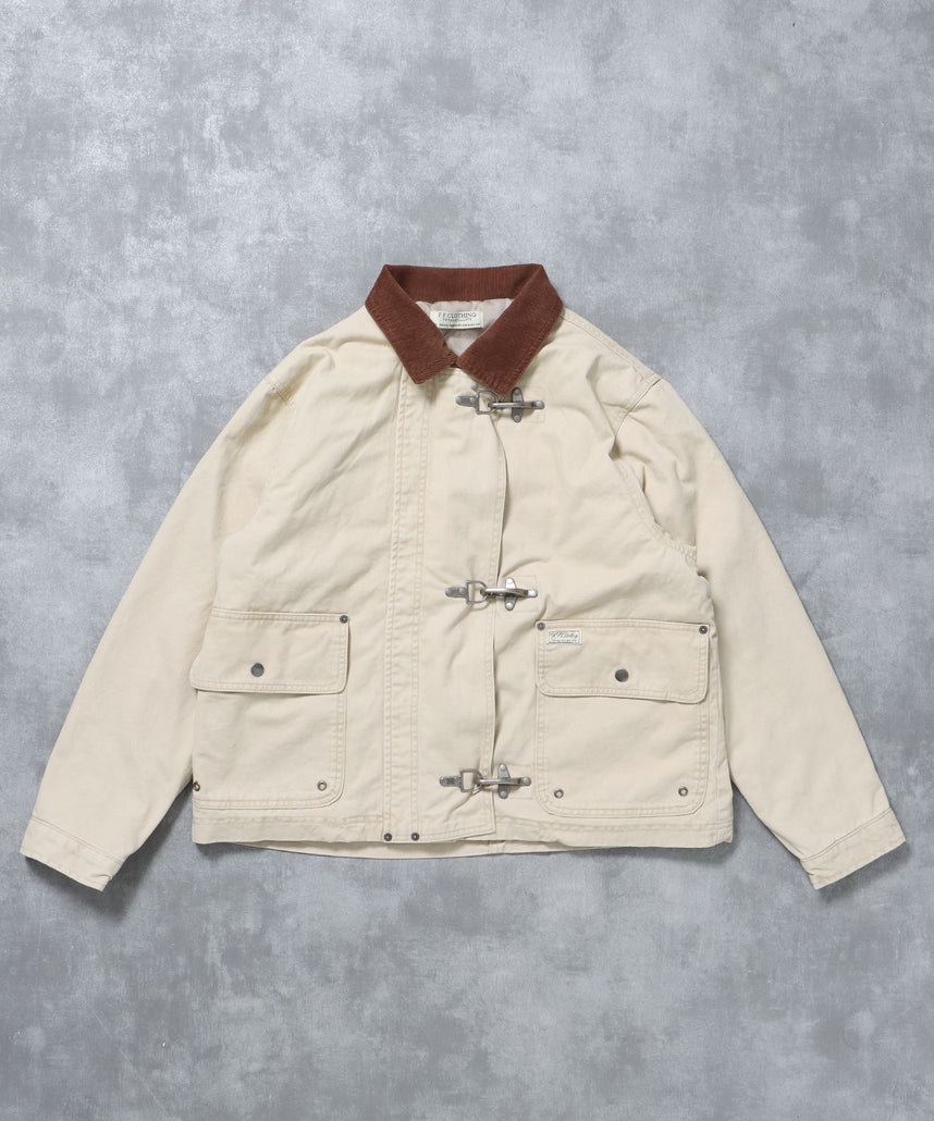 【FFEIN(フェイン)】短丈ファイヤーマンジャケット / ジャケット キルト コーデュロイ 短丈 カジュアル 中綿 アイボリー