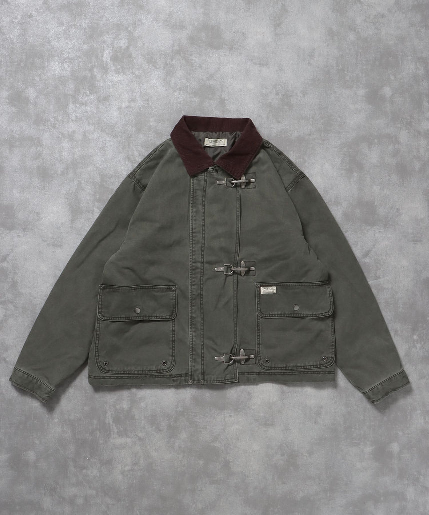 【FFEIN(フェイン)】短丈ファイヤーマンジャケット / ジャケット キルト コーデュロイ 短丈 カジュアル 中綿 カーキ