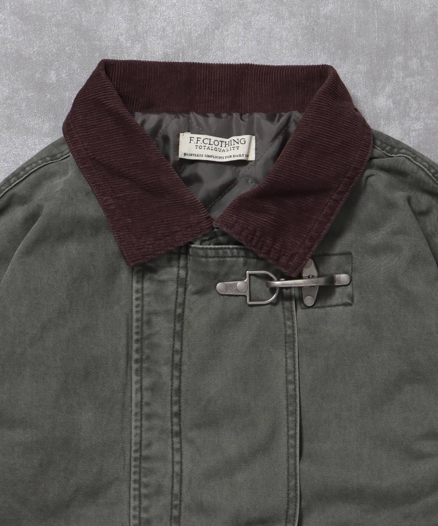 短丈ファイヤーマンジャケット / ジャケット キルト コーデュロイ 短丈 カジュアル 中綿 カーキ