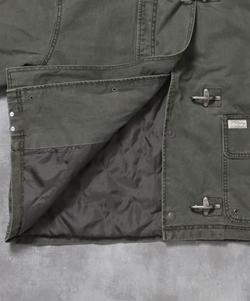 短丈ファイヤーマンジャケット / ジャケット キルト コーデュロイ 短丈 カジュアル 中綿 カーキ