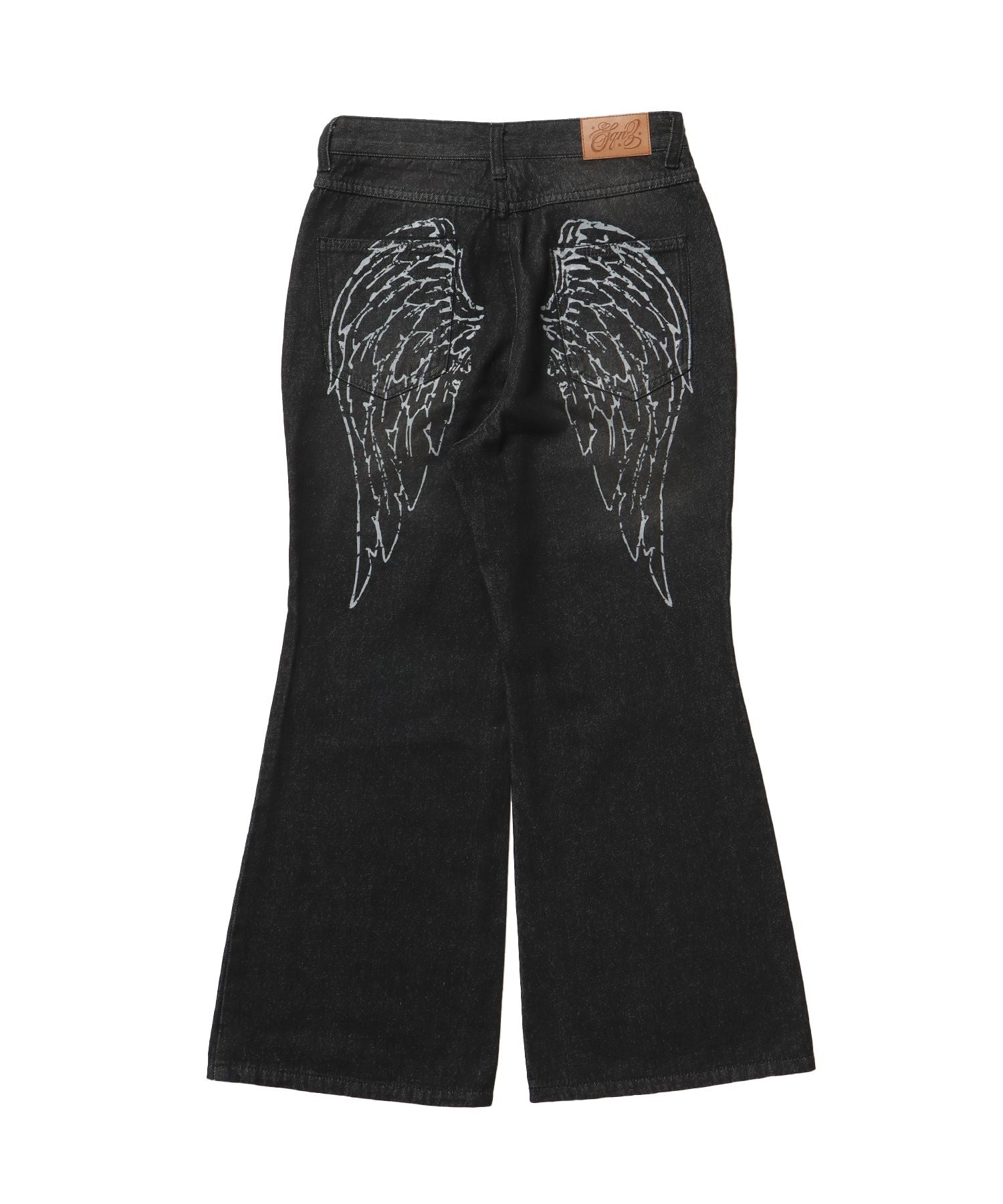 【SEQUENZ(シークエンズ)】sqnz ladies flare denim / パンツ デニム レディース 加工 フレア 刺繍 ブラック