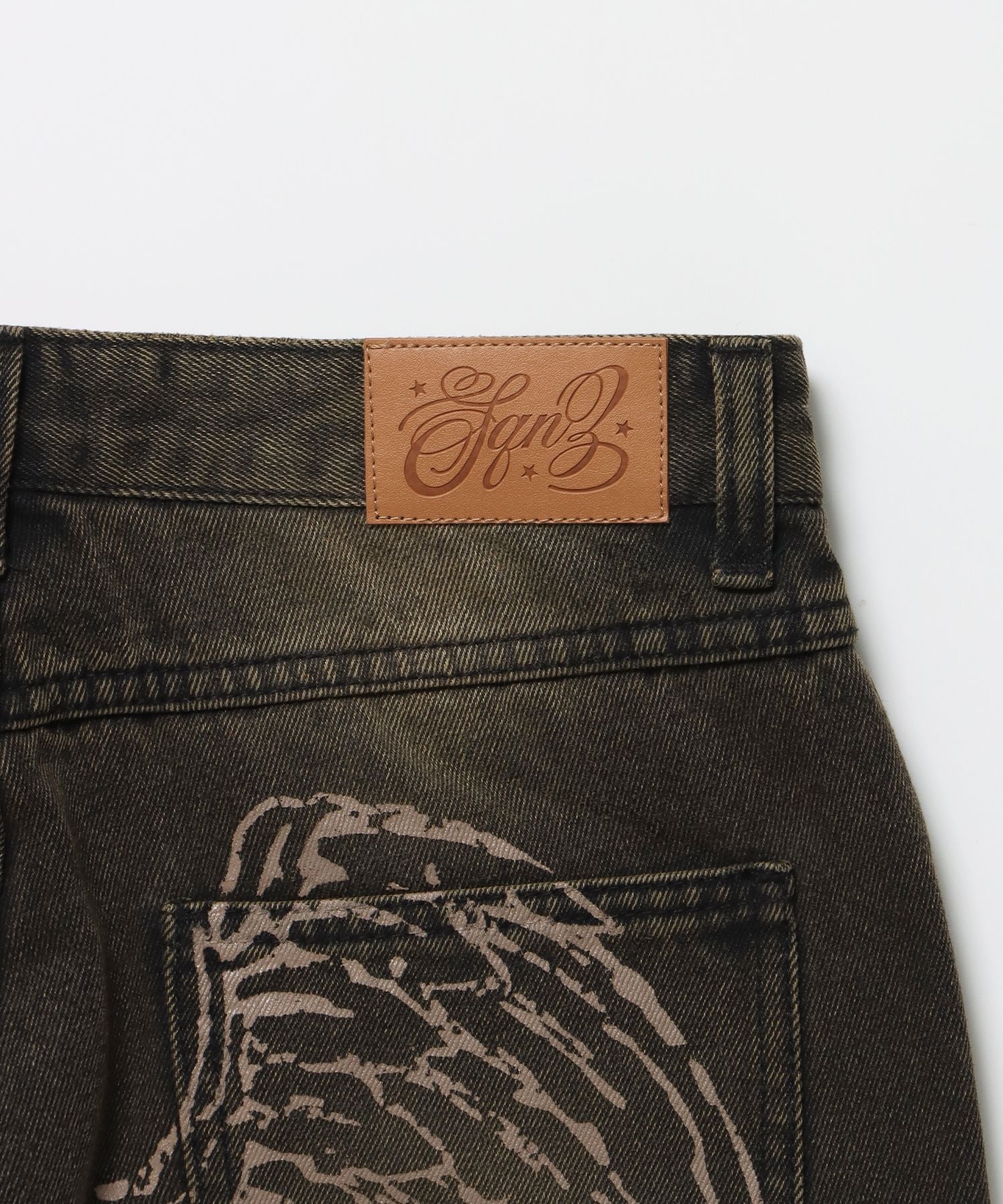 sqnz ladies flare denim / パンツ デニム レディース 加工 フレア 刺繍 ブラウン