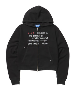 THERMAL LADIES ZIP UP LADIES / ワッフル レディース ジップパーカー サーマル ダブルジップ フーディ ブラック