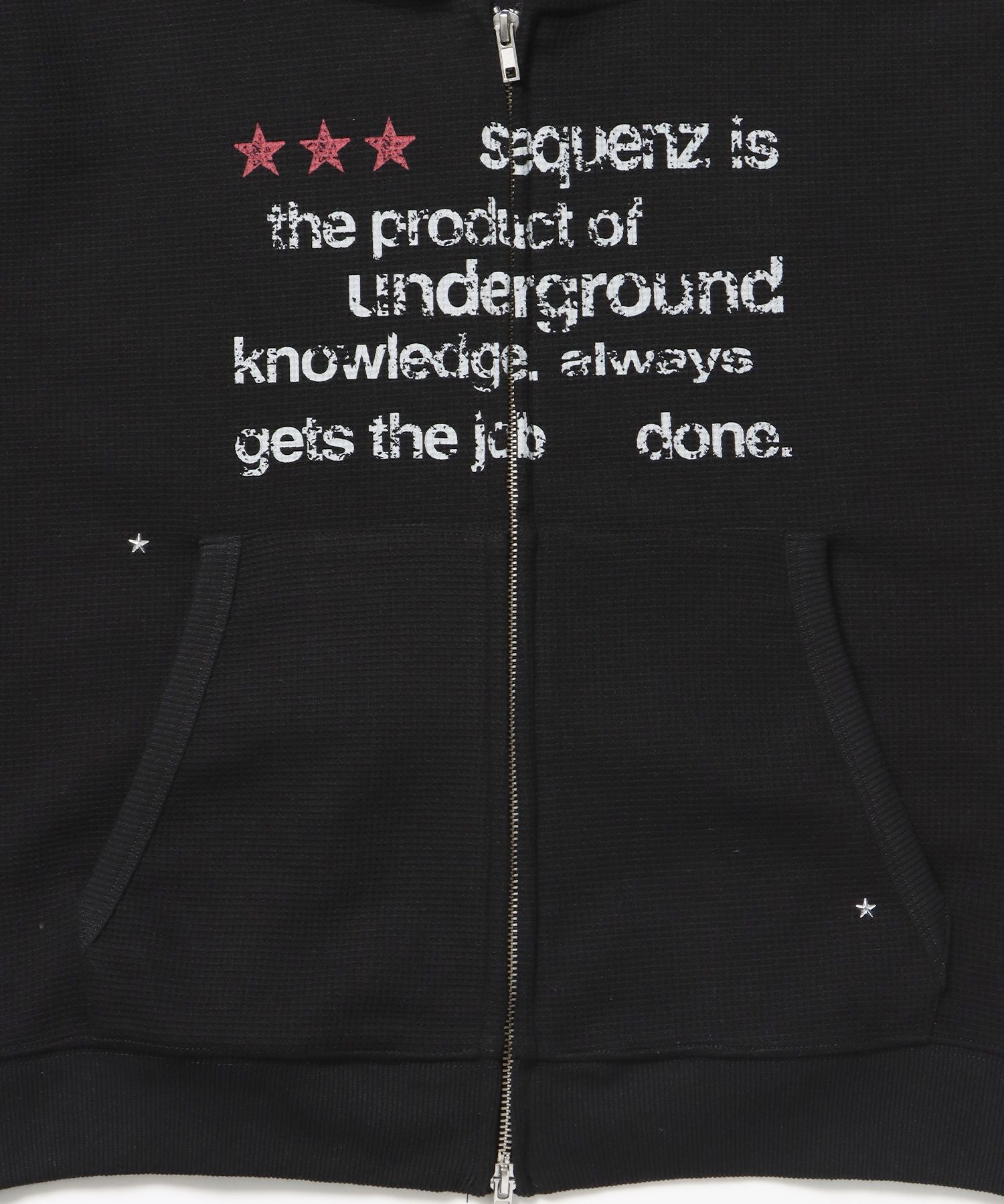 THERMAL LADIES ZIP UP LADIES / ワッフル レディース ジップパーカー サーマル ダブルジップ フーディ ブラック