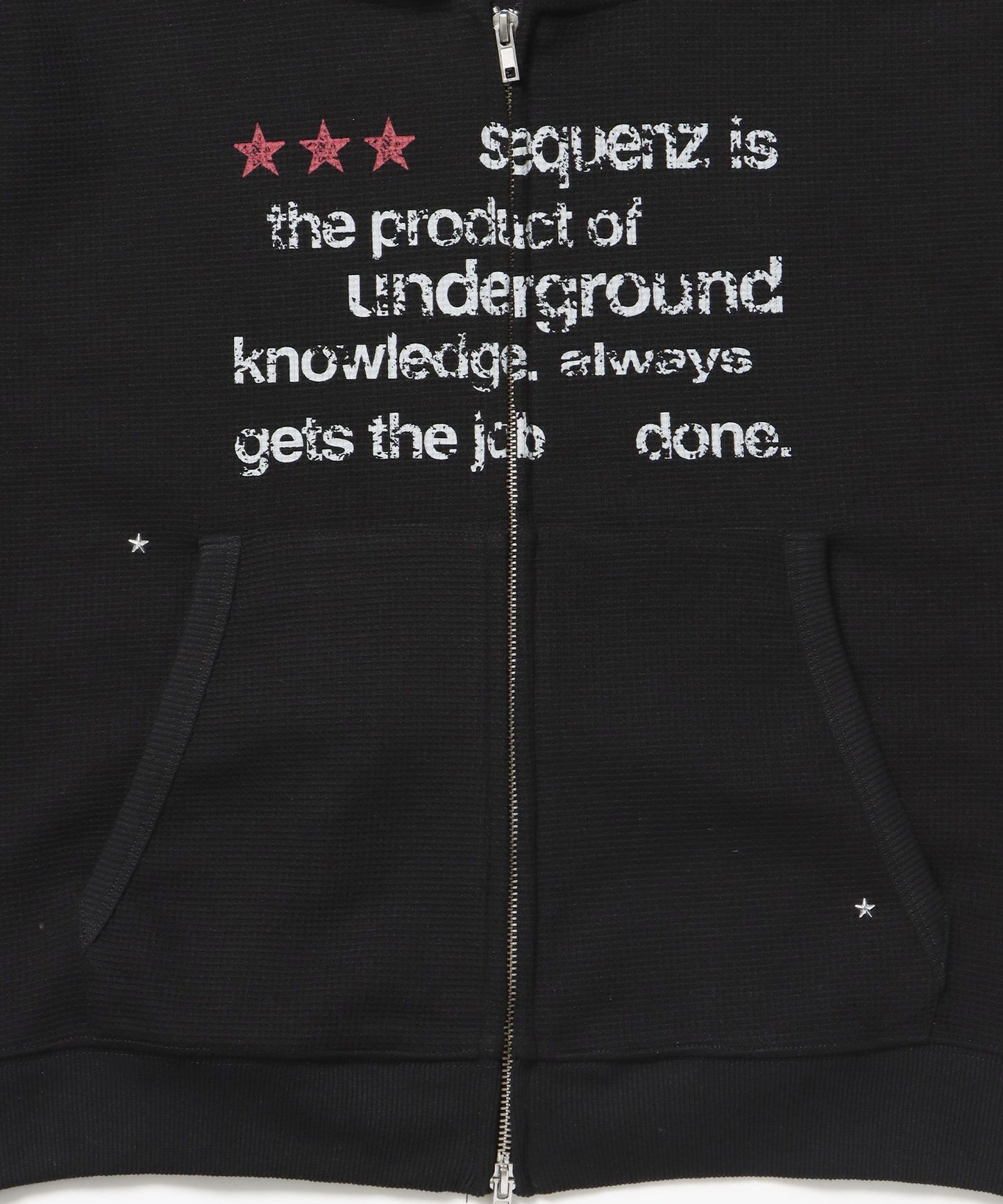 THERMAL LADIES ZIP UP LADIES / ワッフル レディース ジップパーカー サーマル ダブルジップ フーディ ブラック