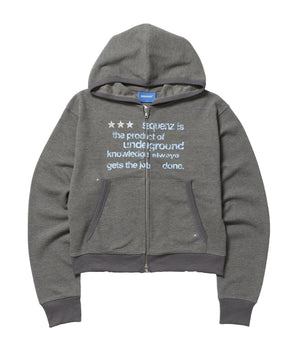 THERMAL LADIES ZIP UP LADIES / ワッフル レディース ジップパーカー サーマル ダブルジップ フーディ グレー