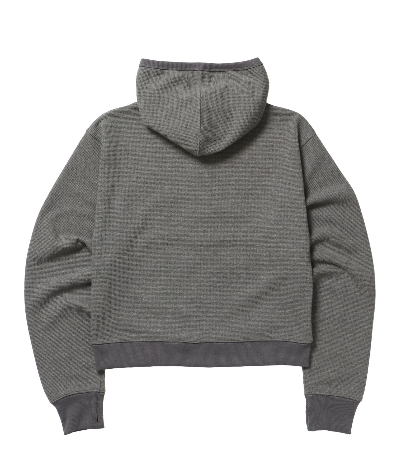 THERMAL LADIES ZIP UP LADIES / ワッフル レディース ジップパーカー サーマル ダブルジップ フーディ グレー