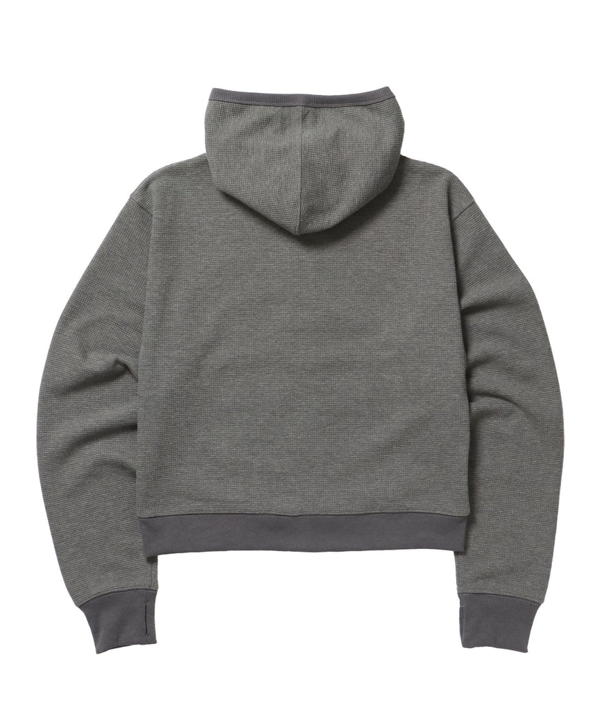 THERMAL LADIES ZIP UP LADIES / ワッフル レディース ジップパーカー サーマル ダブルジップ フーディ グレー