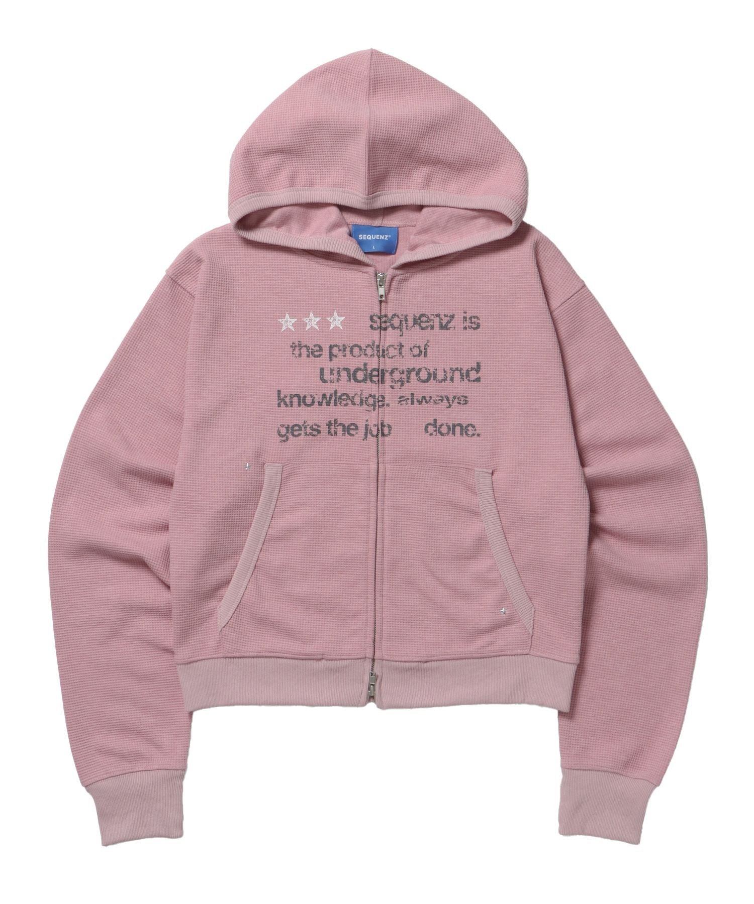 【SEQUENZ(シークエンズ)】THERMAL LADIES ZIP UP LADIES / ワッフル レディース ジップパーカー サーマル ダブルジップ フーディ ピンク