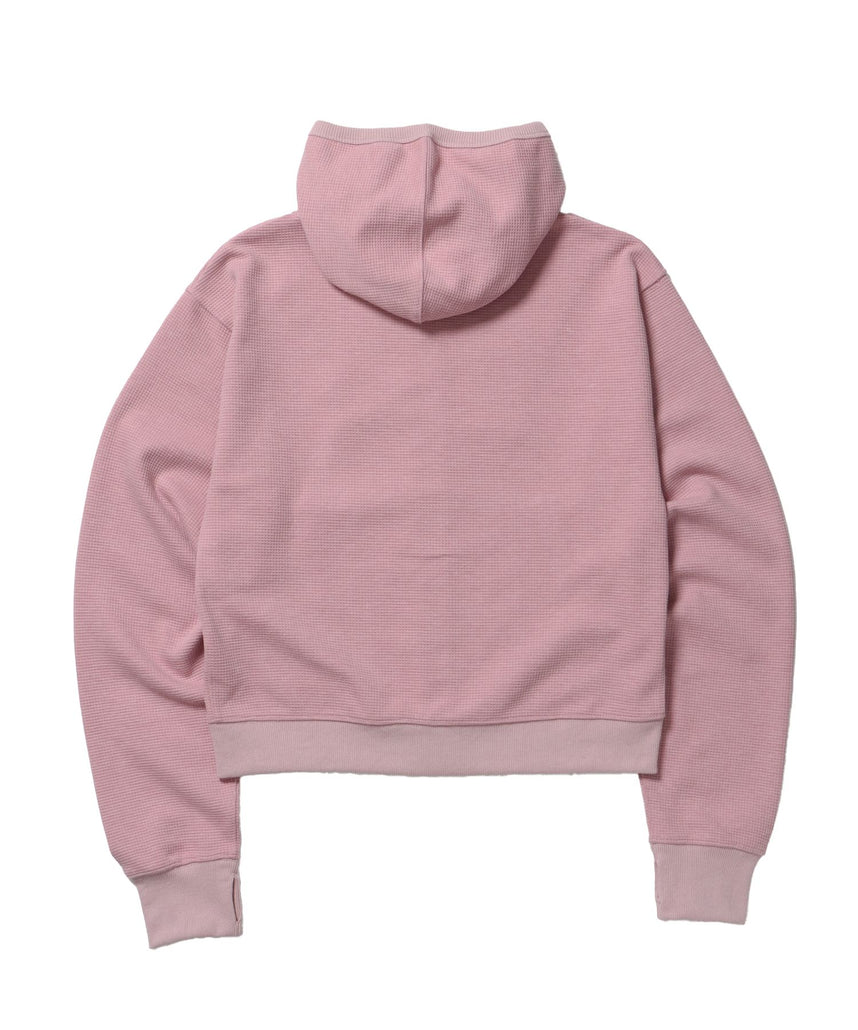 THERMAL LADIES ZIP UP LADIES / ワッフル レディース ジップパーカー サーマル ダブルジップ フーディ ピンク