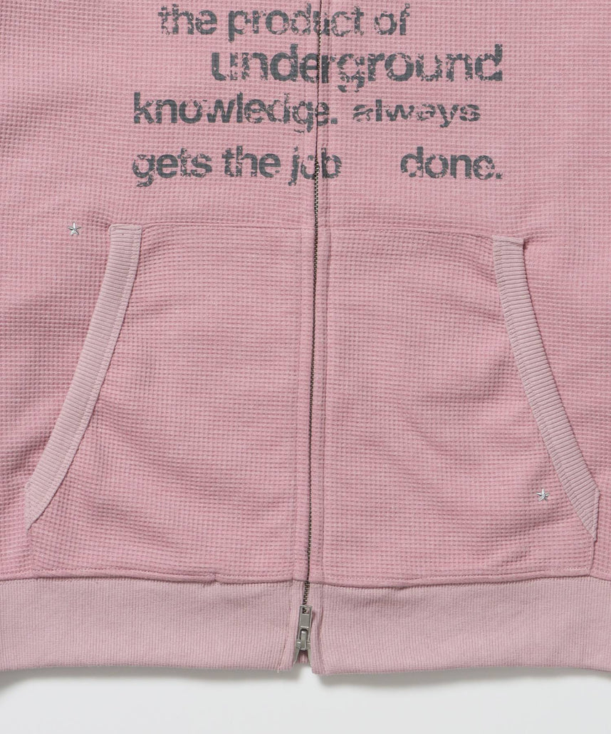 ≪予約商品≫THERMAL LADIES ZIP UP LADIES / ワッフル レディース ジップパーカー サーマル ダブルジップ フーディ ピンク