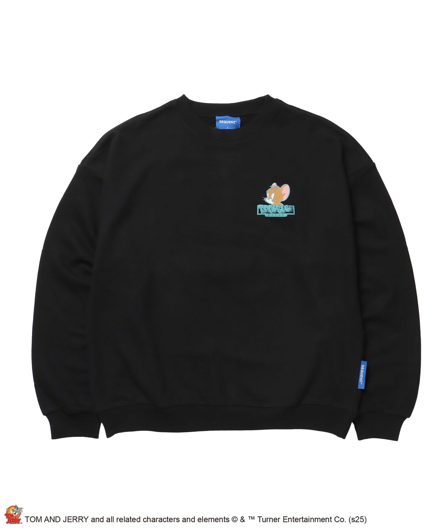 【SEQUENZ(シークエンズ)】TJ GRAFFITI C/N SWEAT オーバーサイズ プリント ビッグシルエット 裏起毛 長袖 クルーネック ブラック