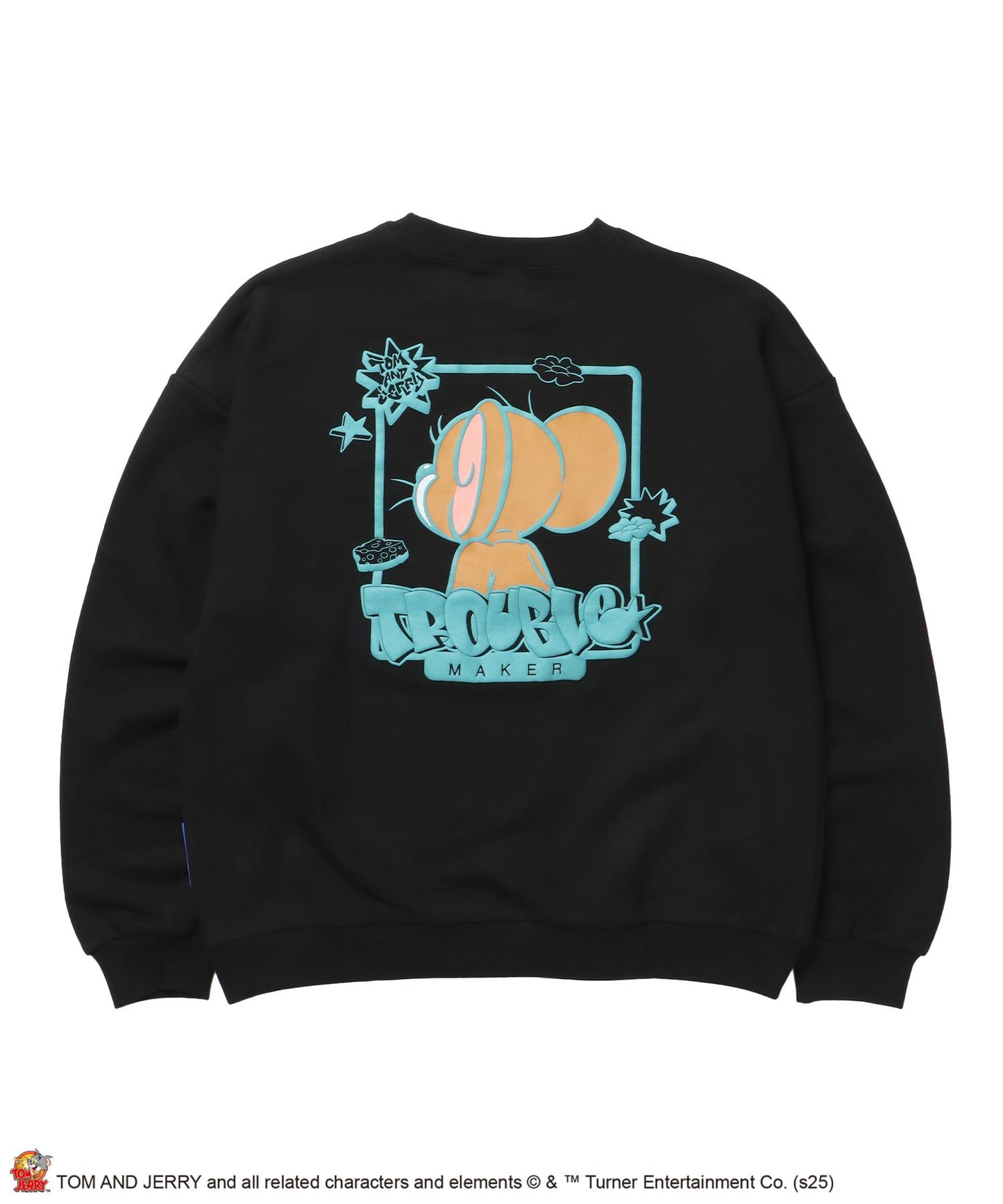 【SEQUENZ(シークエンズ)】TJ GRAFFITI C/N SWEAT オーバーサイズ プリント ビッグシルエット 裏起毛 長袖 クルーネック ブラック